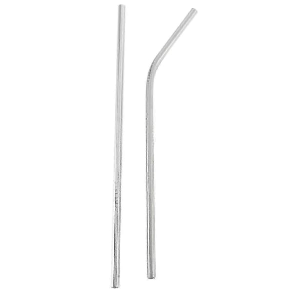 100 stk 304 rustfritt stål bøyde sugerør 215 mm x 6 mm gjenbrukbart metall silver