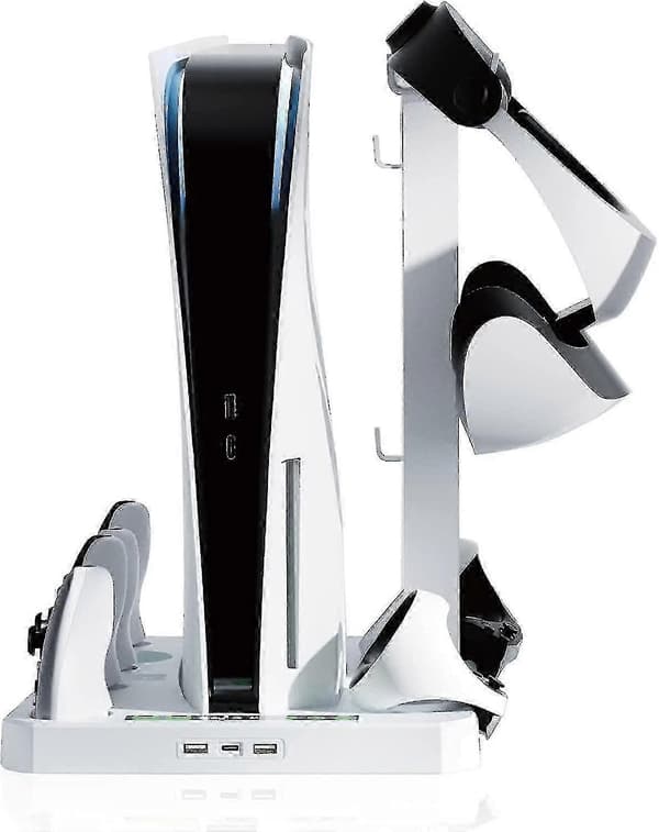 PS5 tilbehørsstander med VR2 ladestation og brilleholder til alle modeller White