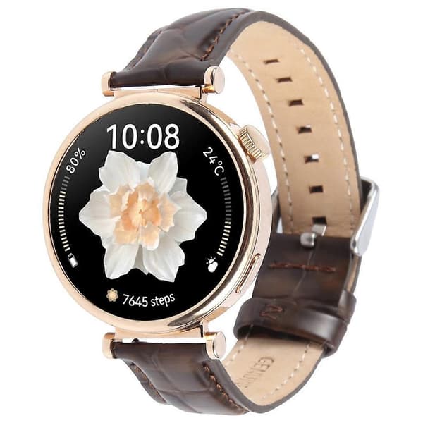 Til Garmin Lily 2 Active Lily 2 Håndledsrem 14mm Toplag Koskind Læder Urrem Brown Bamboo Grain