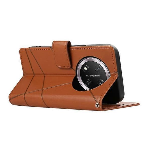 För Honor Magic7 Lite 5G Telefonfodral Linjeavtryck Läder Plånboksfodral Brown