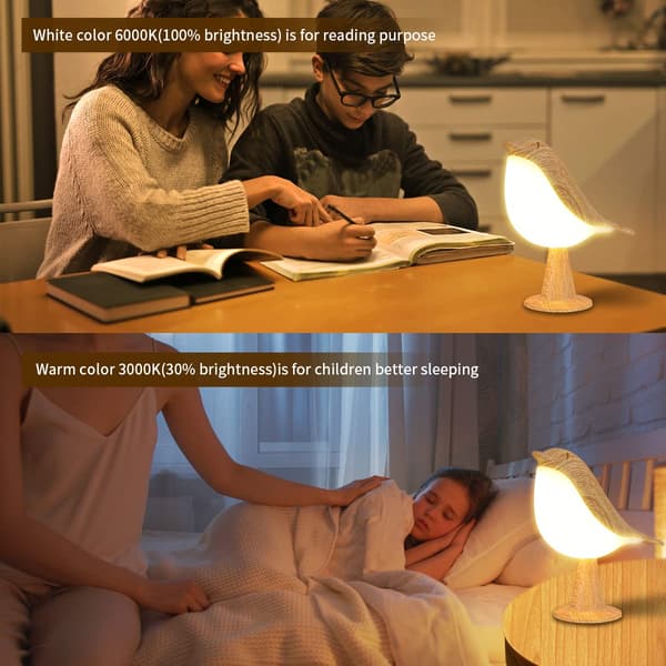 Bird Lamp with Touch Sensor, LED Table Lamp with Touch Dimmer, 3 Brightness Levels, Rechargeable