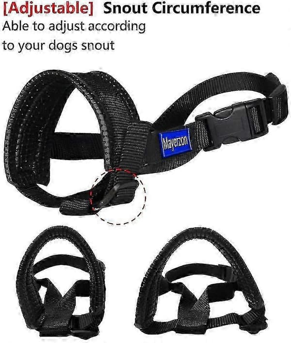 Hundmunkorg Nylon Mjuk Vaddering Justerbar ögla Svart