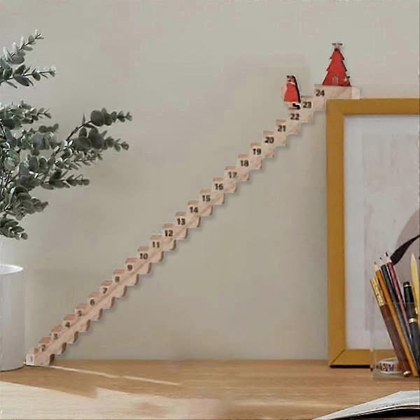 Julkalender i trä för trappklättring, nedräkningskalender för trappor