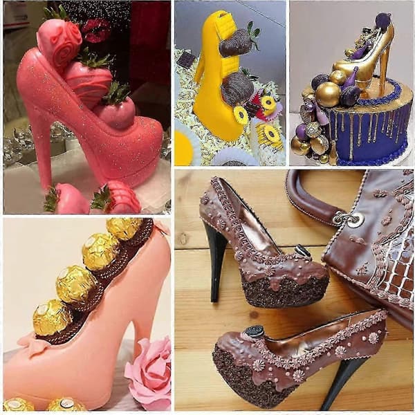 3D Sko Chokladform Tjock Sula Stilett för Bröllopstårta Dekoration
