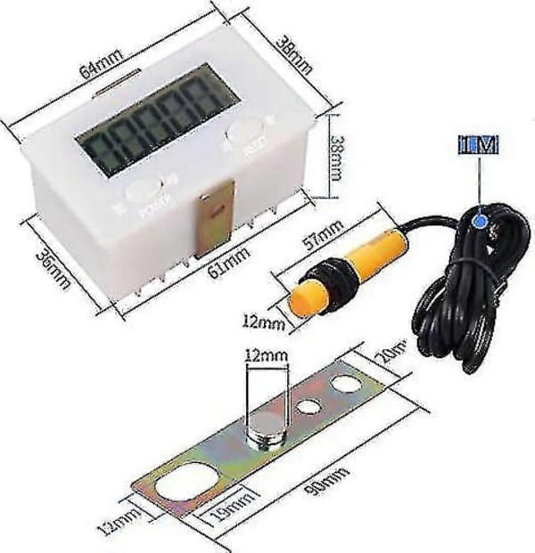 5-sifret digitalmåler 0-99999 med magnetisk nærhetssensorbryter