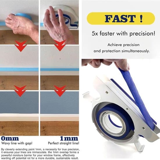 Portable Painter's Tape Applicator with Ergonomic Handle, Easy Tape Dispenser for Precise Application on Floors, Walls, Doors, and Window Frames