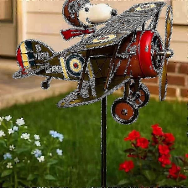 Snoopy Pilot Hagevindfløy Vindmølle Utendørs Gårdsplassdekorasjon med Roterende Propelldesign - bhp2
