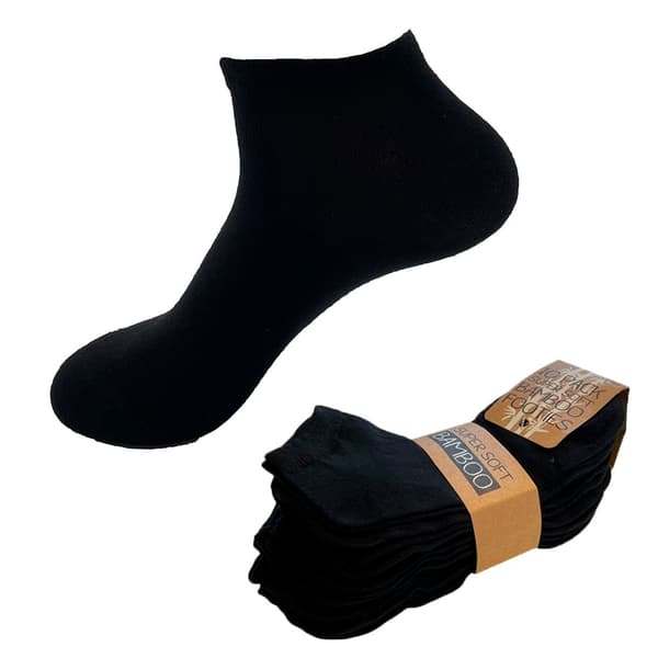 Bambus Ankelstrømper 10 Par (Sort) Sort Black 35-38