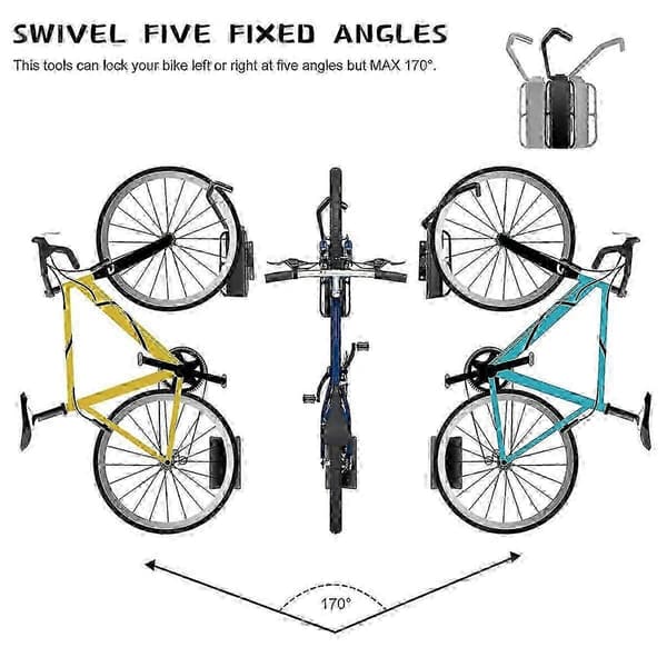 1-pack svängbart cykelväggfäste med däckbricka vertikal förvaring för garage Black