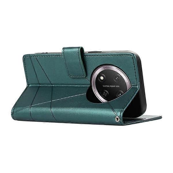 För Honor Magic7 Lite 5G Telefonfodral Linjeavtryck Läder Plånboksfodral Green