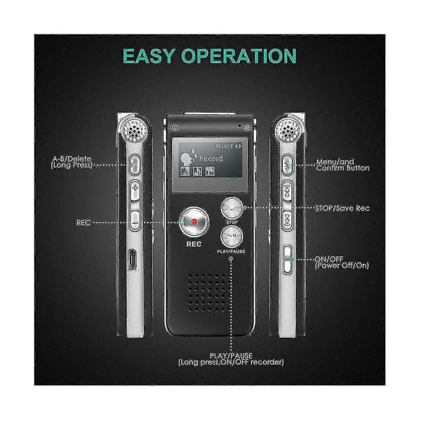 USB digital stemmeopptaker 8 GB for EVP paranormale undersøkelser svart Black