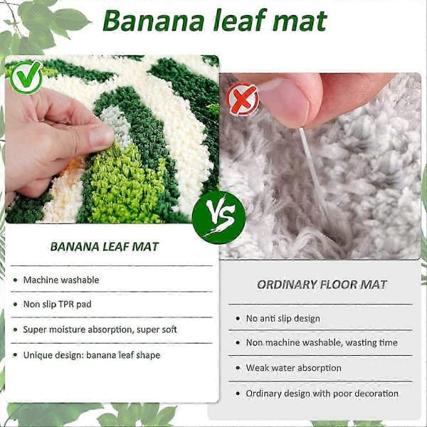 Grønt blad sklisikker håndflateformet baderomsmatte