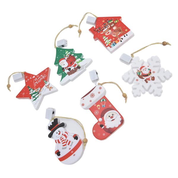 3-modus LED juletrelys med 6 festlige anheng