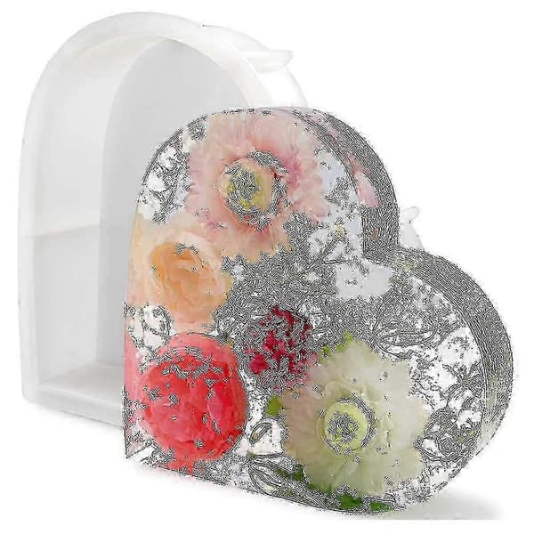 Overdimensjonert hjerteform i epoksy for blomsterdekorasjon, 6,5 tommer