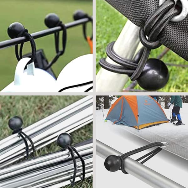 Sort kugleelastikreb - Pakke med 20, 15 cm - Elastikreb - Rebspænder - Elastikbånd - Elastikreb - Bruges til marine solskærm/hale/hale sort black 15cm