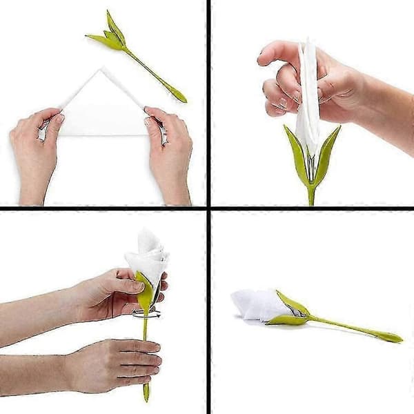 20 stk. blomstrete serviettringer til borddekking, plastholdere Green