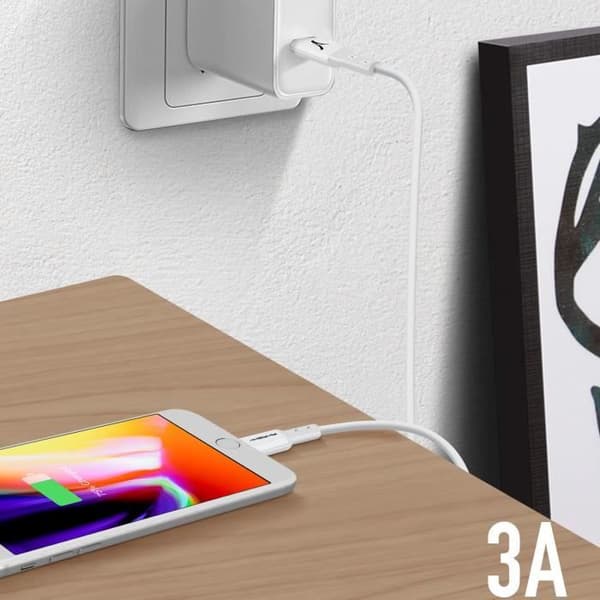 USB-C till Lightning laddningskabel - AKASHI - 3m - Snabbladdning 3A - Synkronisering - Vit Vit