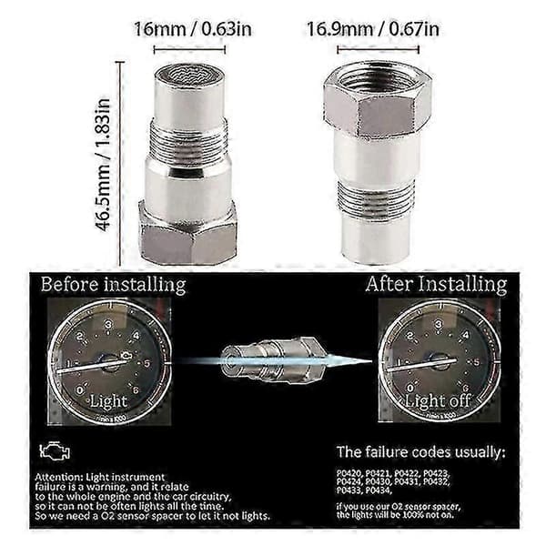 Oksygensensoradapter M18x1.5 for bil, fiks motorlampe, CIR-eliminator Silver