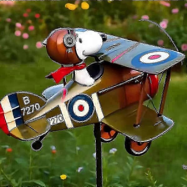 Snoopy Pilot Hagevindfløy Vindmølle Utendørs Gårdsplassdekorasjon med Roterende Propelldesign - bhp2