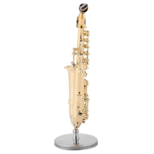 Mini saksofonmodell med stativ, instrumentreplika-ornament