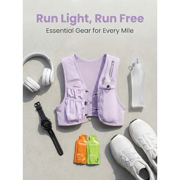 Men's and Women's Running Vest, 500ml Soft Flask Included, Lightweight Reflective Hydration Backpack with Adjustable Straps Pink