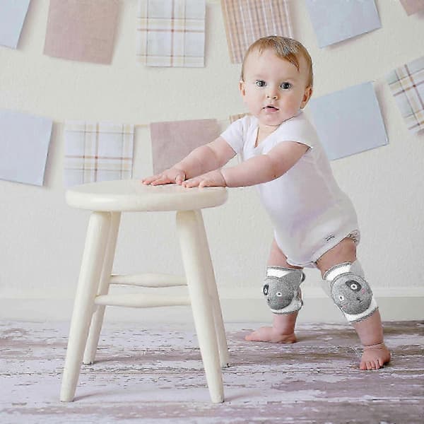 2 st baby tecknade knäskydd som andas grått skydd -N