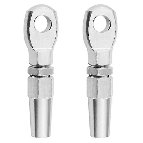 2 stk. 316 rustfrit stål Swageless øjeterminalbeslag til marine wire reb DIY silver