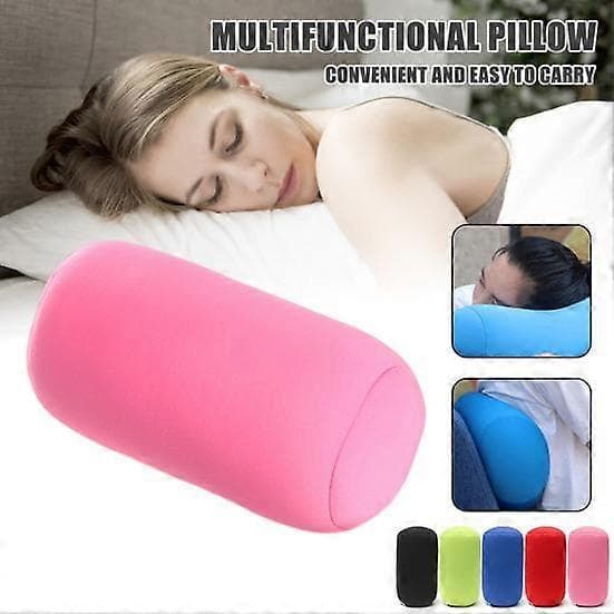 [14]Cylindrical pillow with built-in foam particles Microbead roll pillow Filled sofa pillow Sleeping pillow for bedroom Neck support Headrest Back support red
