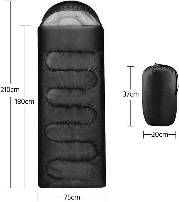 [14] Sleeping Bag for Adults, Single Envelope Sleeping Bag for Adults for 3 Seasons, Lightweight Camping and Hiking Black