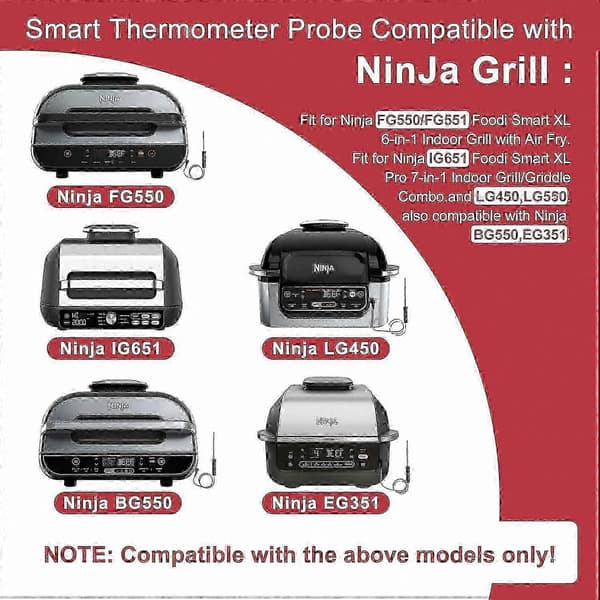 Smart Grill Kødtermometer Erstatning til FG550 FG551 IG651 LG450CCO, Rustfrit Stål Termometer