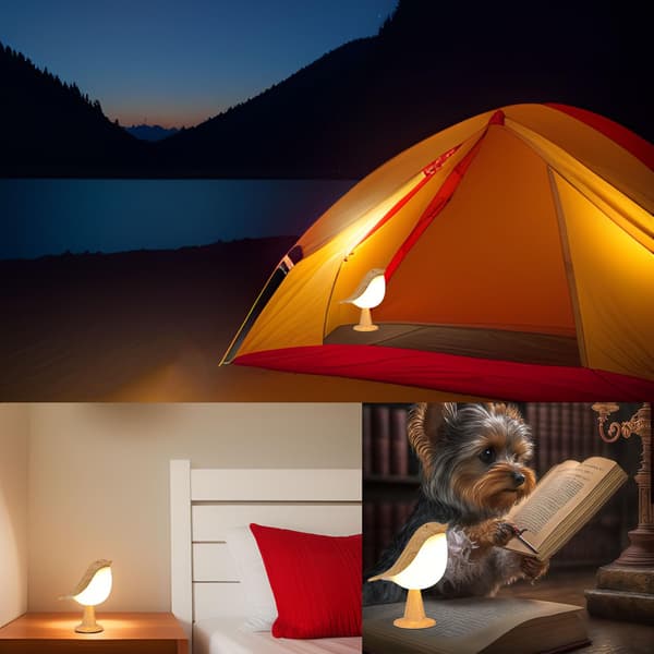 Bird Lamp with Touch Sensor, LED Table Lamp with Touch Dimmer, 3 Brightness Levels, Rechargeable