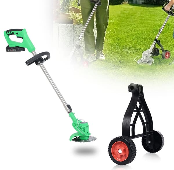 Universal Lawnmower Wheel Support Wheel with Bracket, Mobile and Adjustable Wheel System for Grass Trimmer and Brush Cutter Extra Wheel