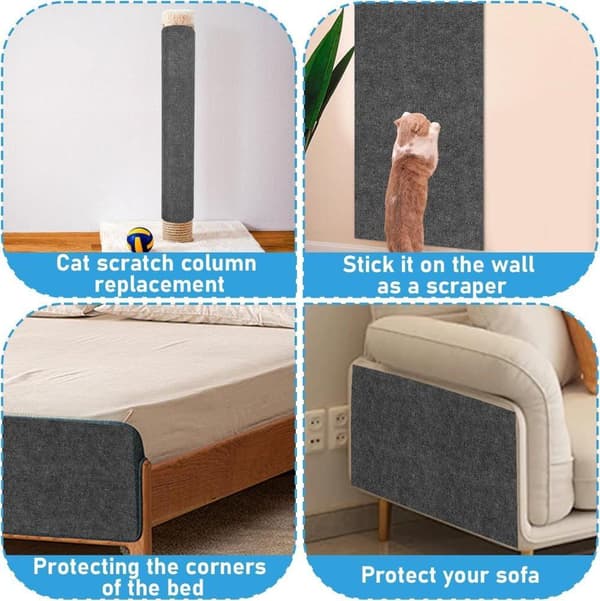 30x100 cm Self-adhesive Cat Scratch Pad, Wall Protector for Scratch Pad, Sofa Scratch Pad, Cat Scratch Mat, Corner DIY gray gray
