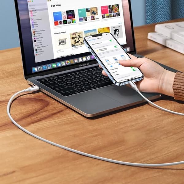 USB-C till Lightning laddningskabel - AKASHI - 3m - Snabbladdning 3A - Synkronisering - Vit Vit