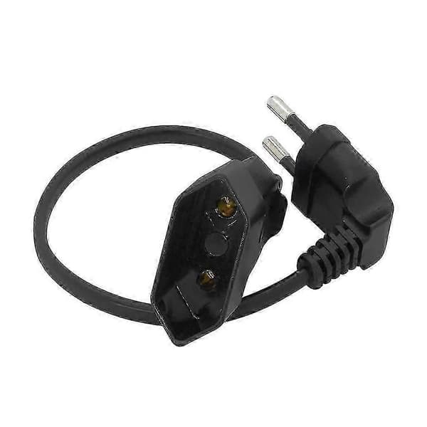 30 cm EU strømadapterkabel 90 graders europæisk rund 2-polet han til hun kabel