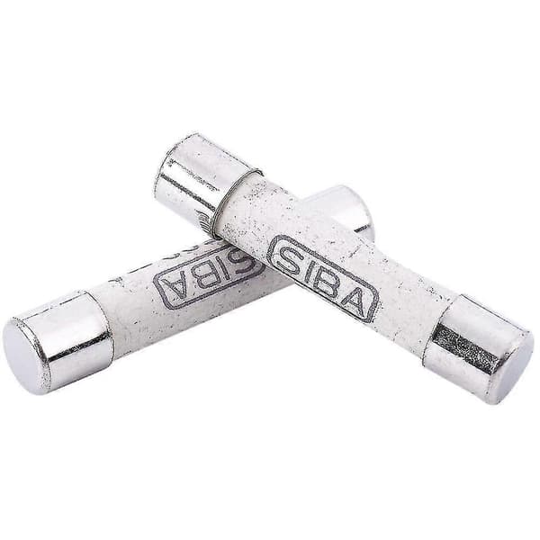 10 stk. 6,3x32mm keramisk sikring 1000V 500mA til multimeter hvid+sølv silver  white