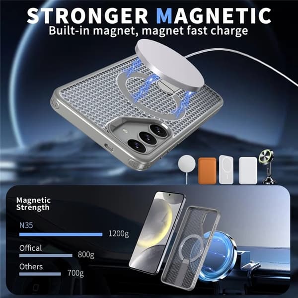 Mobildeksel til Galaxy S25 FE Magsafe Grid Texture Grå 64