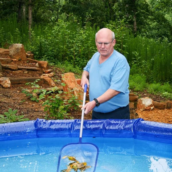 Poolnet, poolrensningsnet med teleskopisk aluminiumsstang