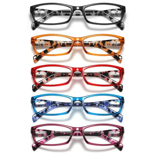 5-pack Blue Light Blocking Reading Glasses Anti-Glare UV Protection Spring Hinge Lightweight Readers + 3.5 x