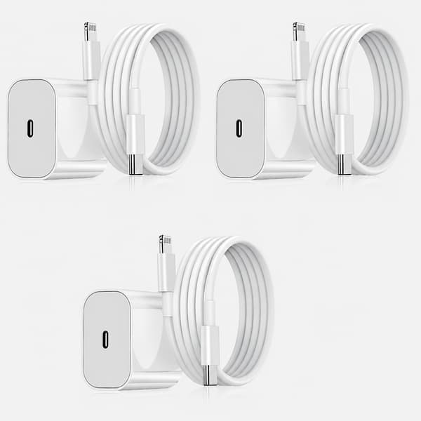 iPhone 20W Snabbladdare med Adapter + 2m USB-C Kabel, Vit, 3-pack