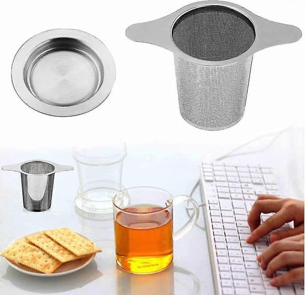 Teefilter Teisil med 2 Håndtak og Lopp / Dryppbrett Laget av 304 Rustfritt Stål, Passer de Fleste Tekopper