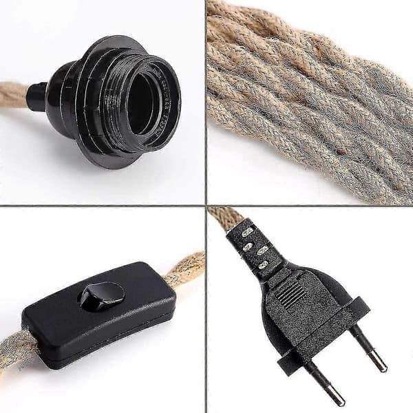 Hamp reb pendellamper 2-pak med afbryder 4,5 m kabel E27 fatning til spisestue