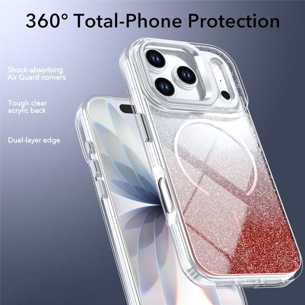 Mobildeksel til iPhone 17 Pro MagSafe Støtsikkert Glitter Gradient - Oransje Orange 62