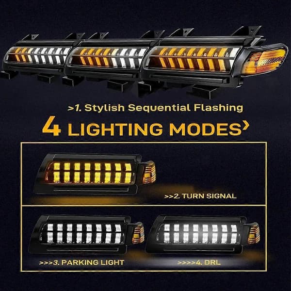 Bil Front LED Hjulbue Lys Sidemarkeringslys Blinklys Kompatibel med JEEP Wrangler JL Sprot Kort Version 2018-2025