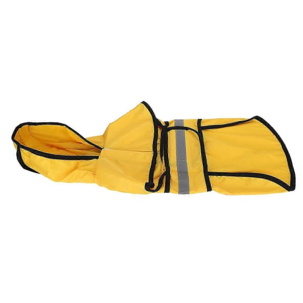 Hette vanntett justerbar regnfrakk for hund med refleksstripe gul M 5 5