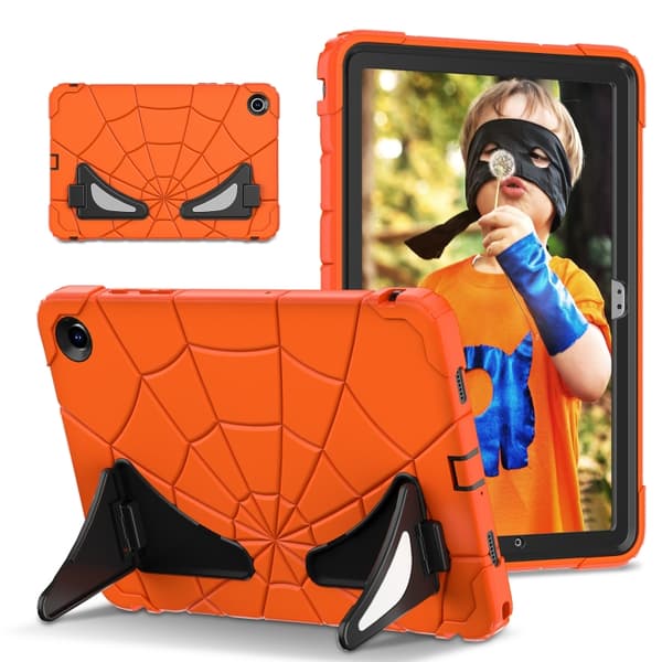 Samsung Galaxy Tab A9+ / A11+ Spider Silikon Hybrid PC Støtsikkert Deksel Orange Svart