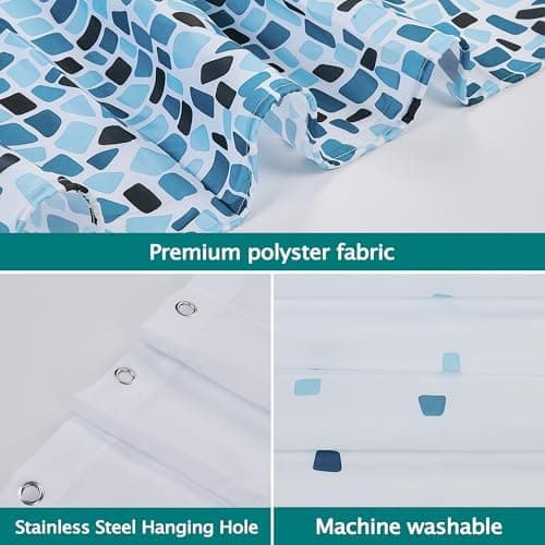 Duschdraperi 180x180cm, Vattentätt Polyester Duschdraperi Maskintvättbart med Viktad Nederkant och Krokar