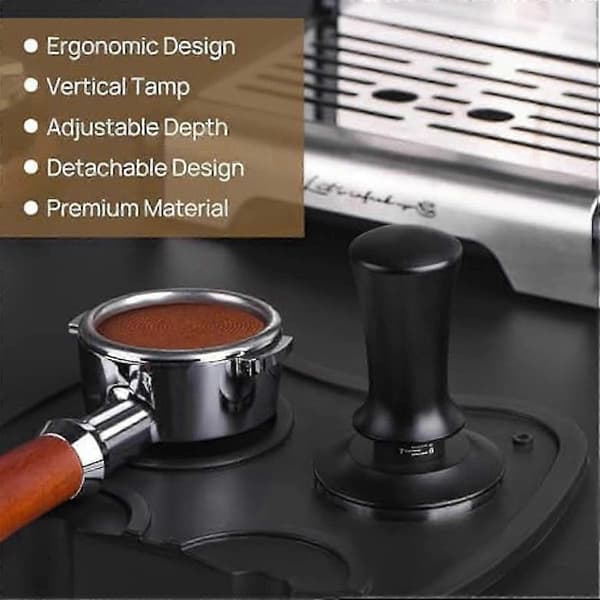 Dybdejusterbar espressostamper for kaffemaskin, håndlastet stamper-sett