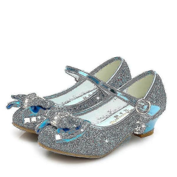 Prinsesse Barn Skinnsko For Jenter Blomst Uformelle Glitter Barn Høye Hæler Sko A silver 37