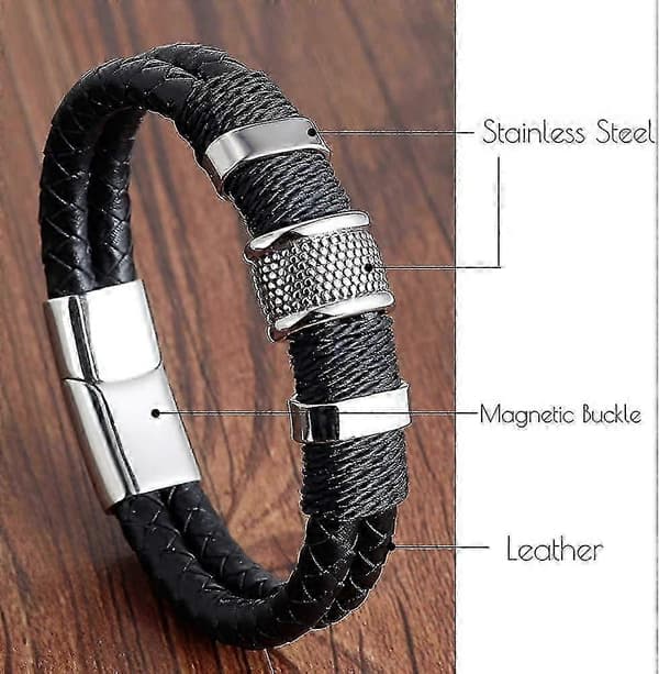 Mode Läderarmband för Heilwiy Män Ungdomspresent Svart